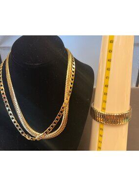 2 Gold-Tone Chains Necklace & Bracelet  Monet unmarked with orig bags